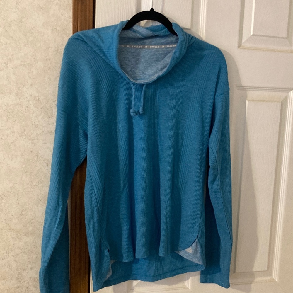 Turquoise extra warm Hooded Women's Sweater.